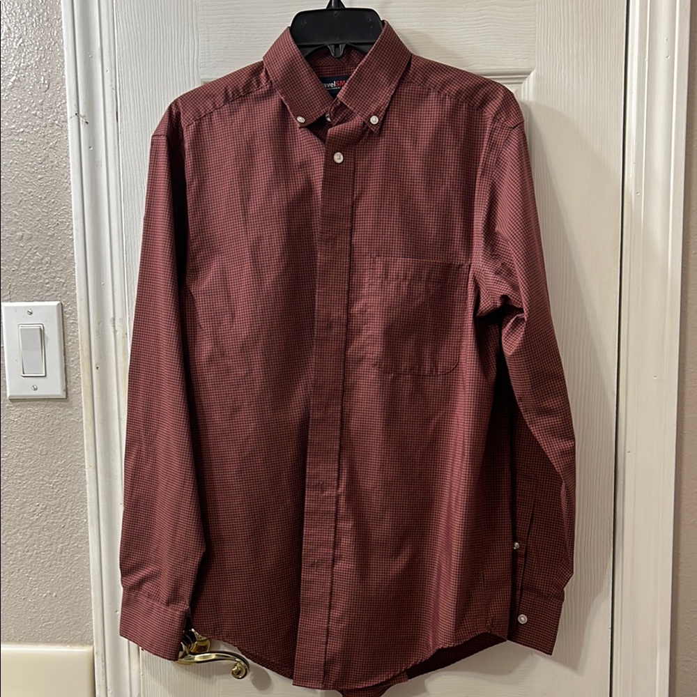 Men's Burgundy Button-Down Shirt